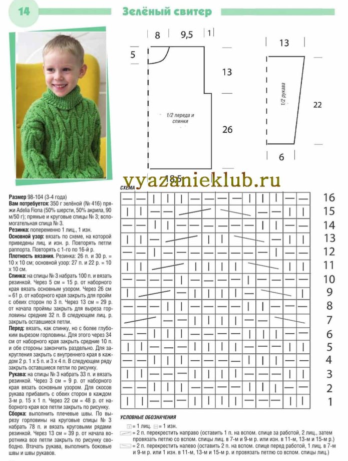 Выкройка вязаной кофточки для мальчика 1,5 года
