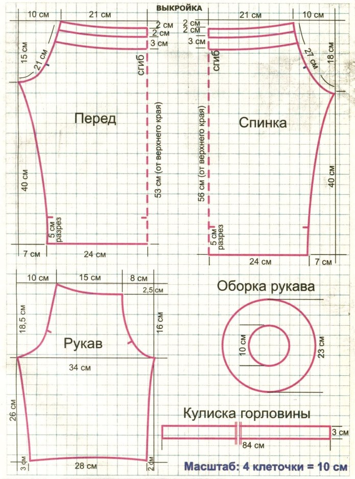 Блузка свободного кроя выкройка