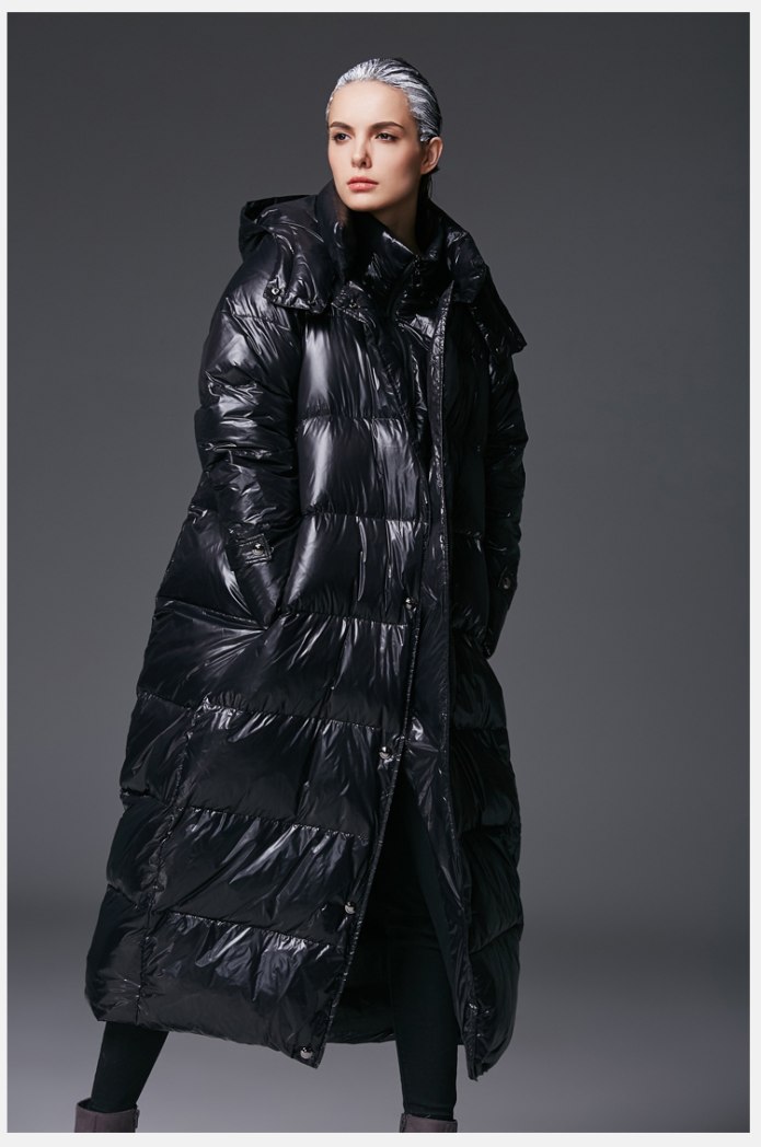 Vinyl Puffer Jacket fur Hood