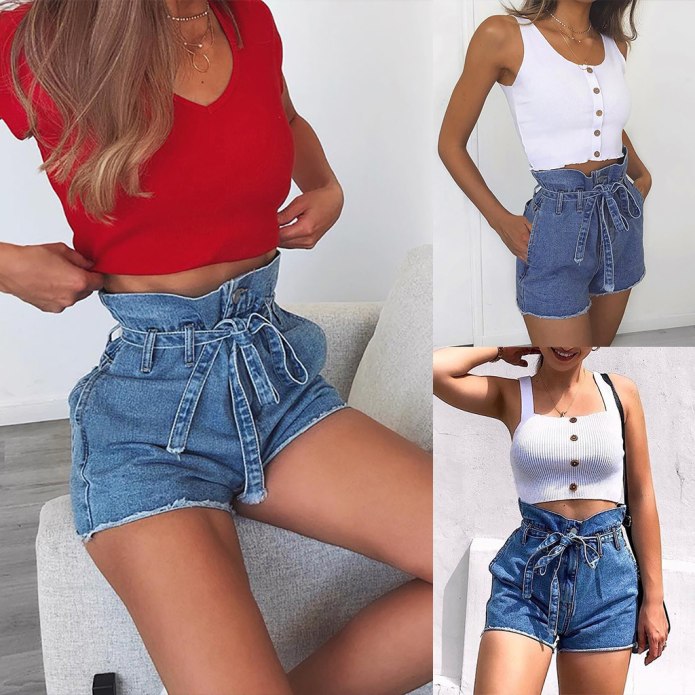 Шорты Zara женские джинсовые с высокой посадкой