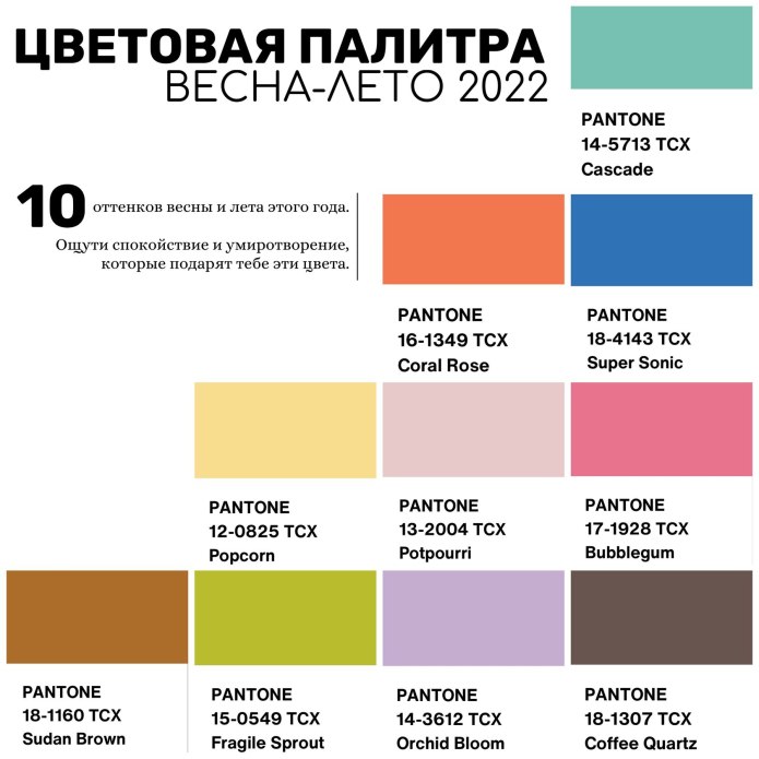 Пантон 2021-2022 палитра