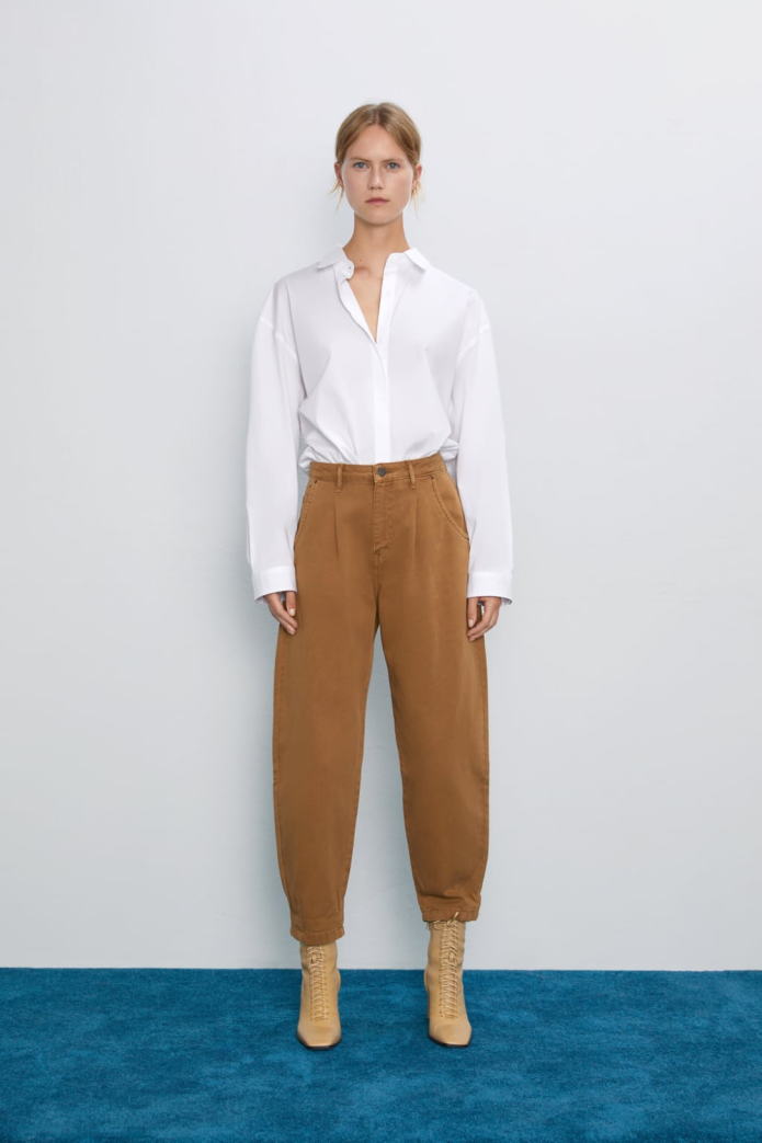 Джинсы Zara Slouchy бежевые