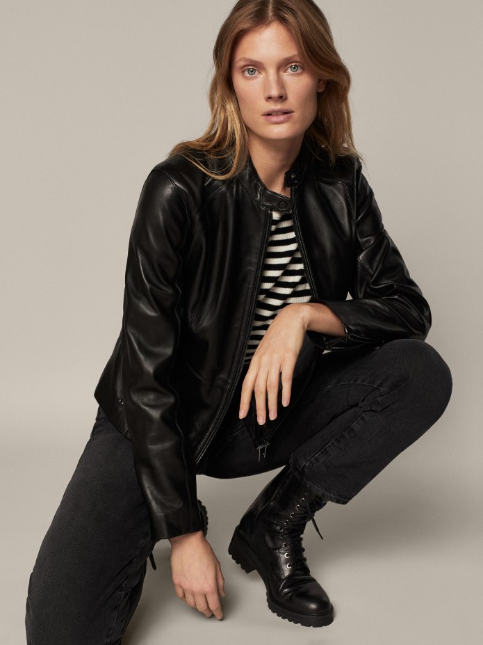 Massimo Dutti кожаный пиджак Nappa