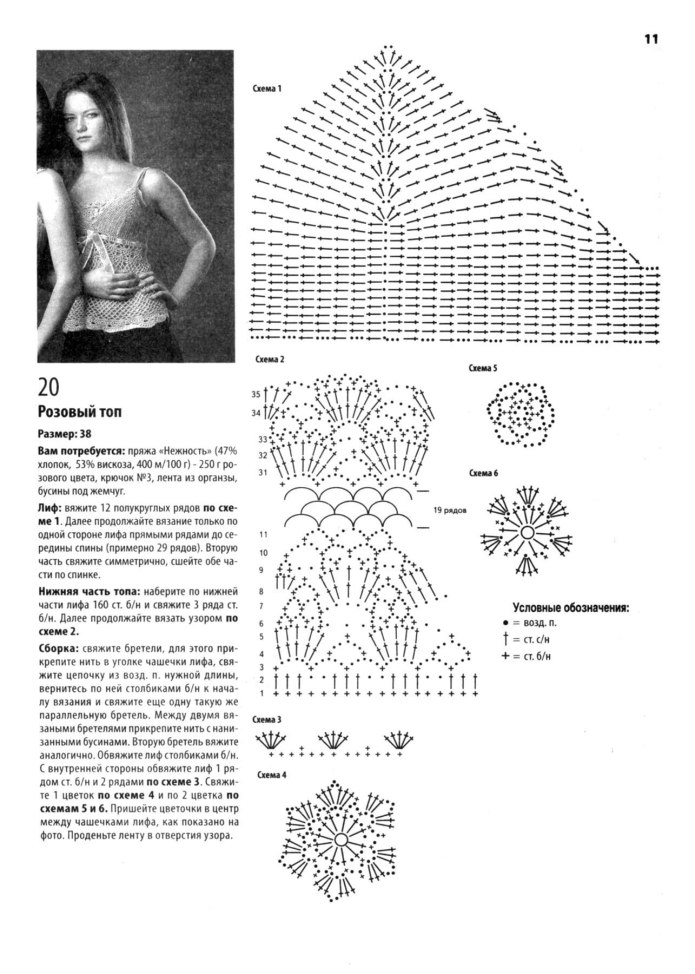 Топы короткие крючком со схемами