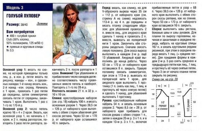 Джемпер ажурный женский спицами реглан схема