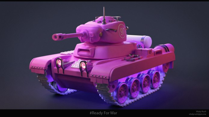 Игрушечный розовый танк