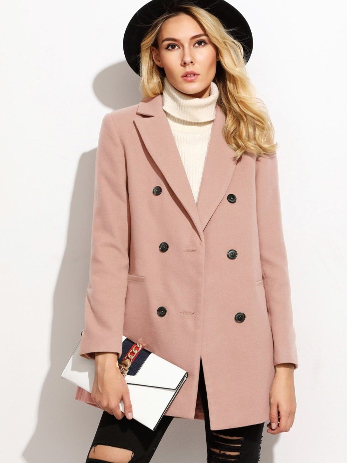 Двубортное пальто Zara бежевое