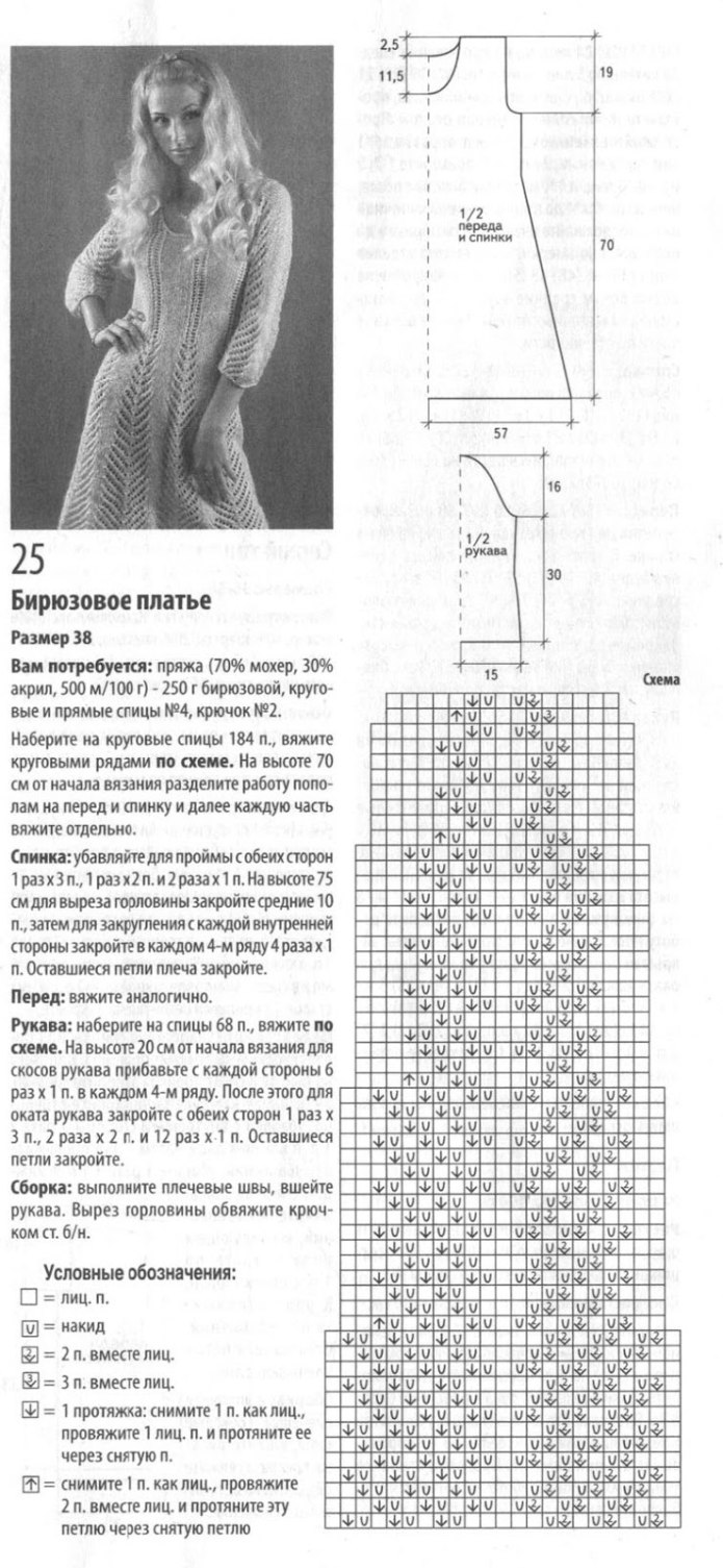КИД мохер платье схема спицы