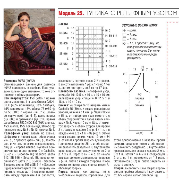 Туника спицами схема вязания