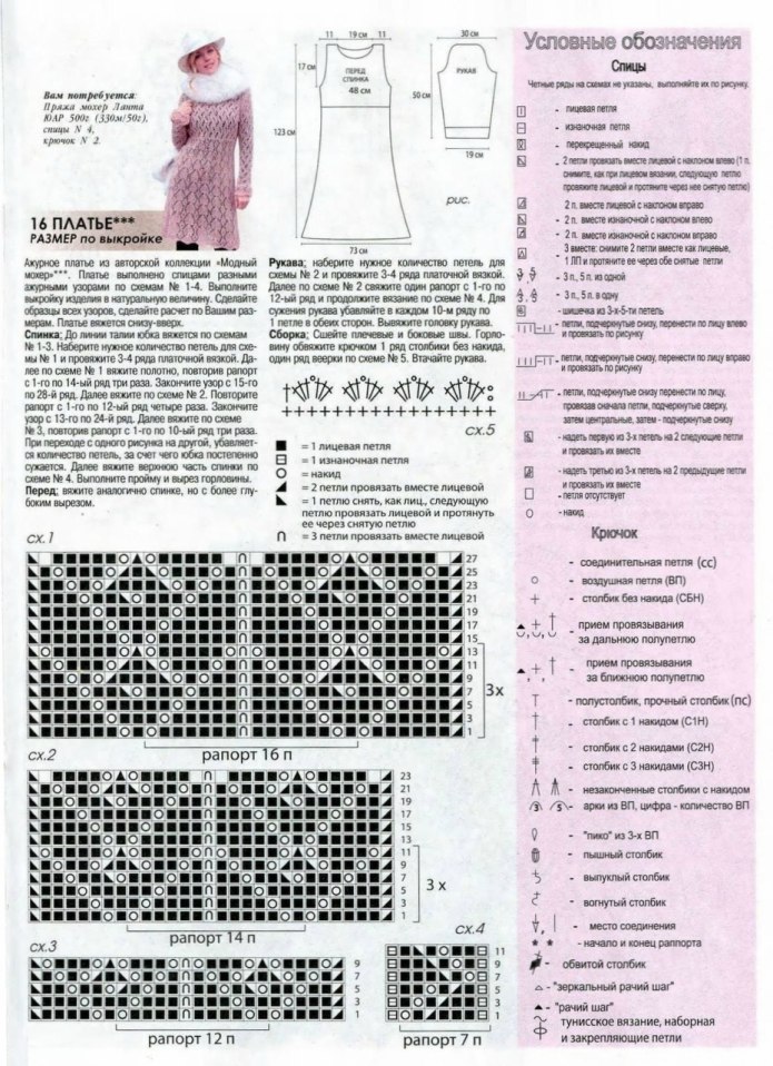 Схема вязания платья из мохера спицами