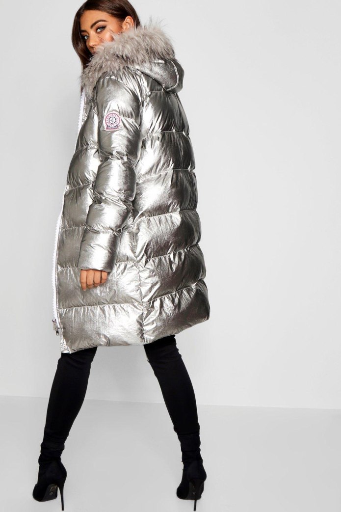 Xoxo Metallic Hooded Puffer Jacket