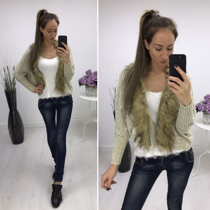 Молодежная кофта с мехом