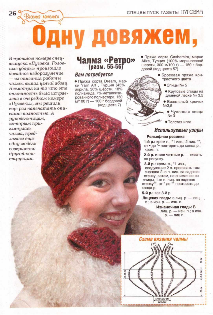 Схема вязания козырька для Кепки крючком