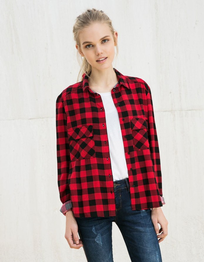 Plaid Shirt рубашка с капюшоном женская