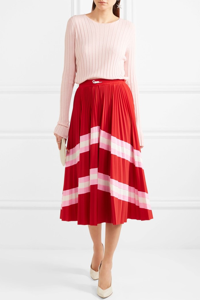 Valentino Striped Pleated Cotton Poplin