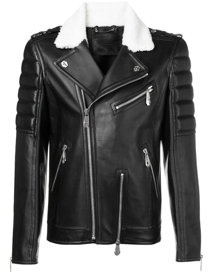 Кожаная куртка косуха с резинкой Philipp plein