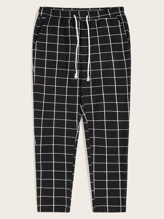 2018 Мужские хлопковые клетчатые брюки Slim Fit
