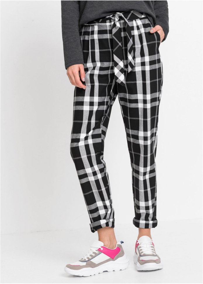 2018 Мужские хлопковые клетчатые брюки Slim Fit