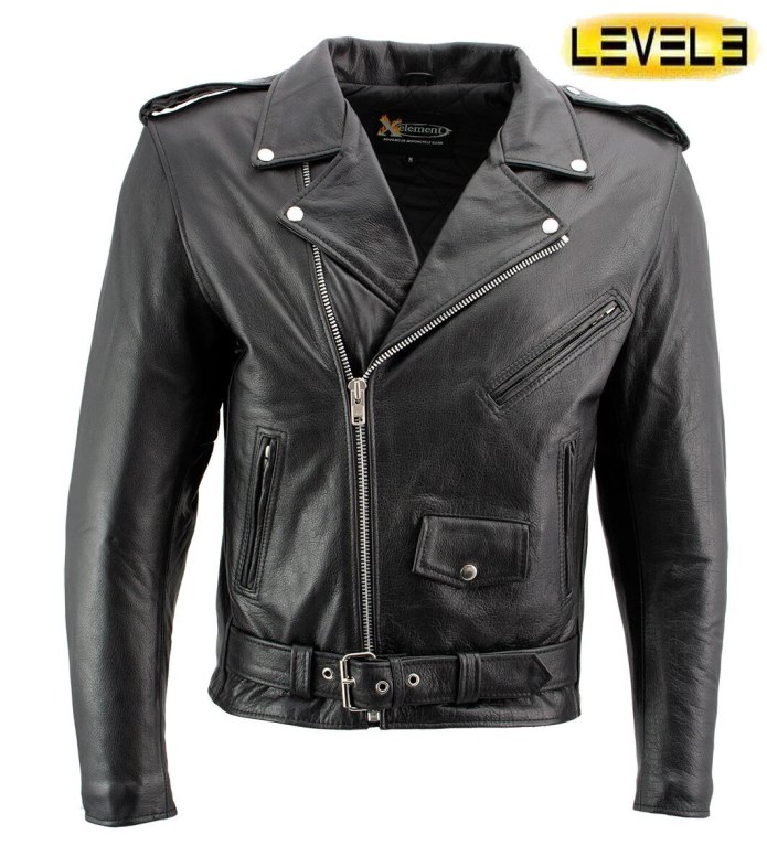 Xelement b7100 Classic Mens Black Top Grade Leather Motorcycle Biker Jacket