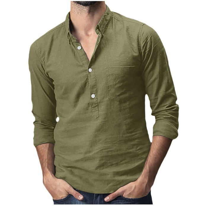 Mens Casual Cotton Linen Shirt long Sleeve
