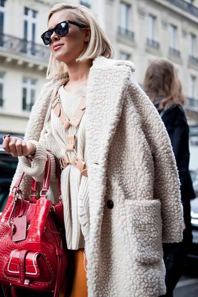 Max Mara fur Teddy Bear Coat Street Style