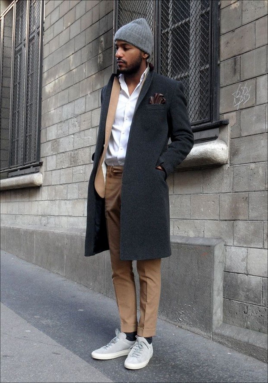 С чем носить длинное мужское пальто