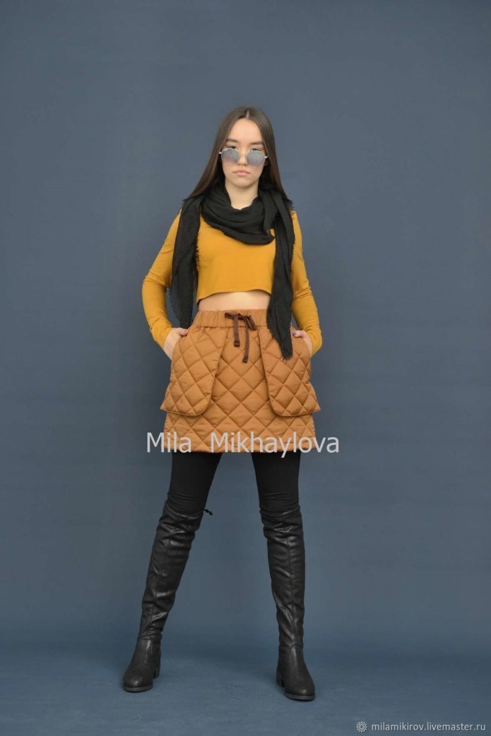 Стеганая мини юбка
