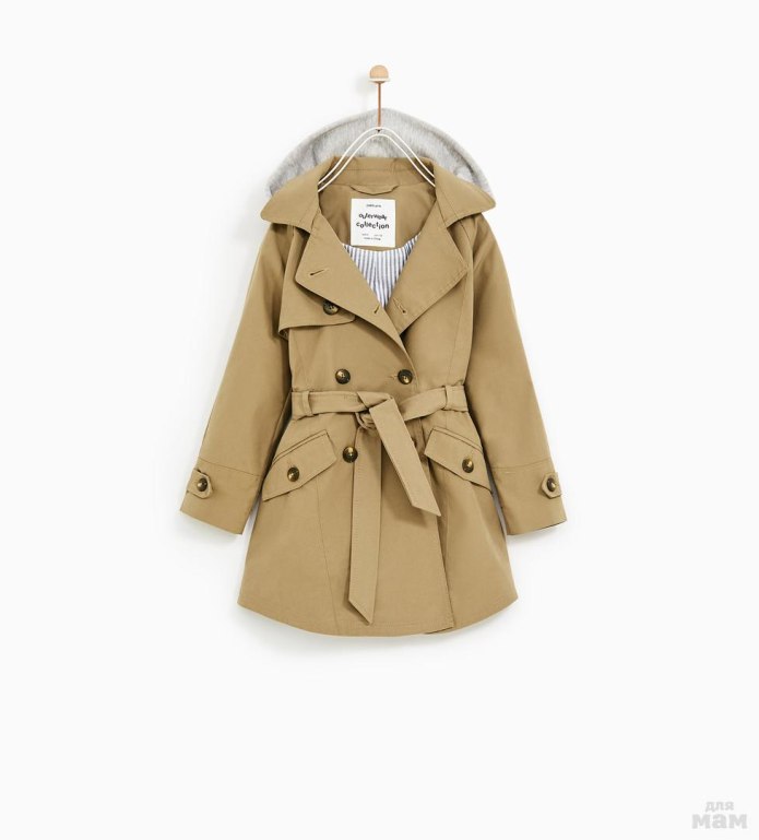 Тренч детский Zara с капюшоном