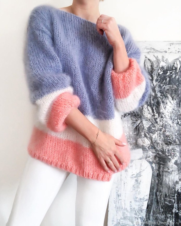 Свитер из мохера в стиле Colorblock