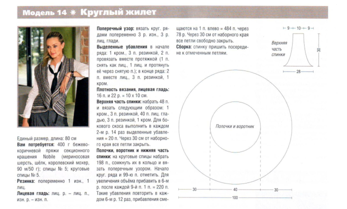 Вязаный жилет схема и описание