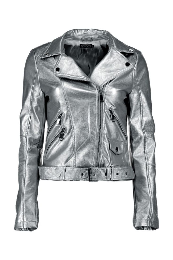 Metallic Biker Jacket Pink