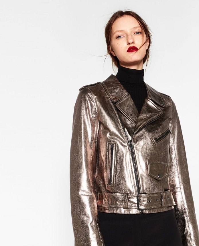 Metallic Biker Jacket Pink