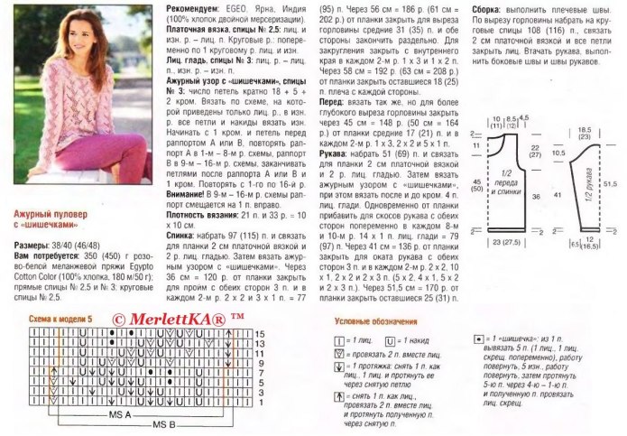 Ажурный модный свитер спицами схема