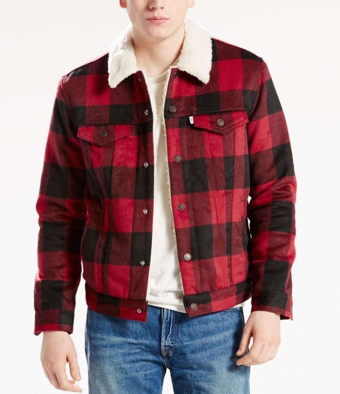 Levis Sherpa Jacket Red Plaid
