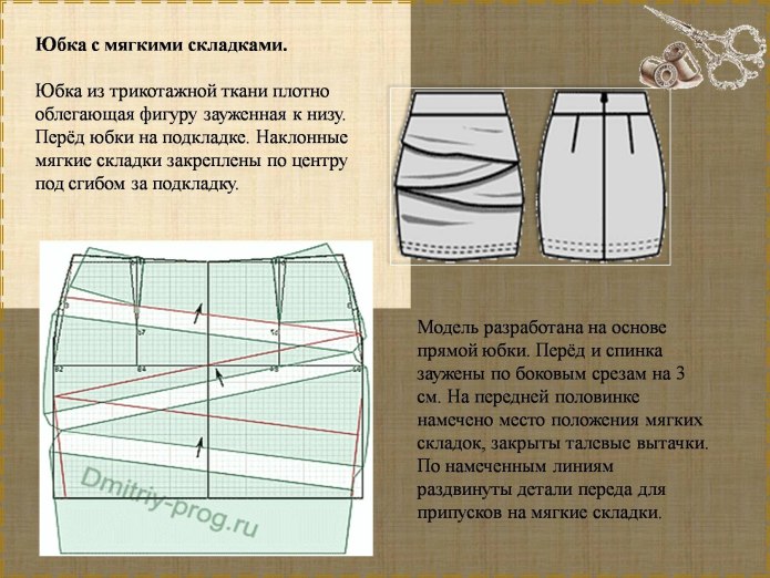 Моделирование юбок на основе прямой юбки