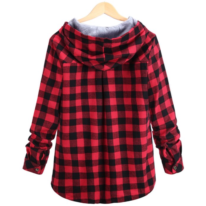 Plaid Shirt рубашка с капюшоном женская