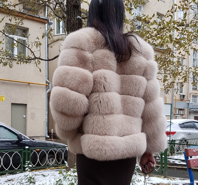 Шуба из песца с длинным рукавом
