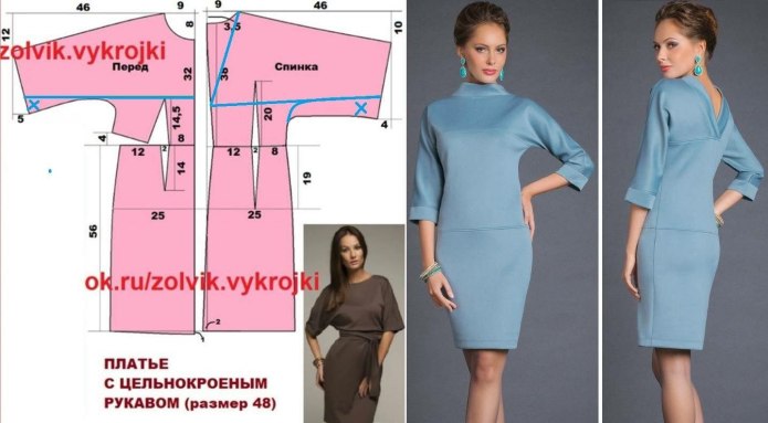 Выкройки платья кимоно с карманами