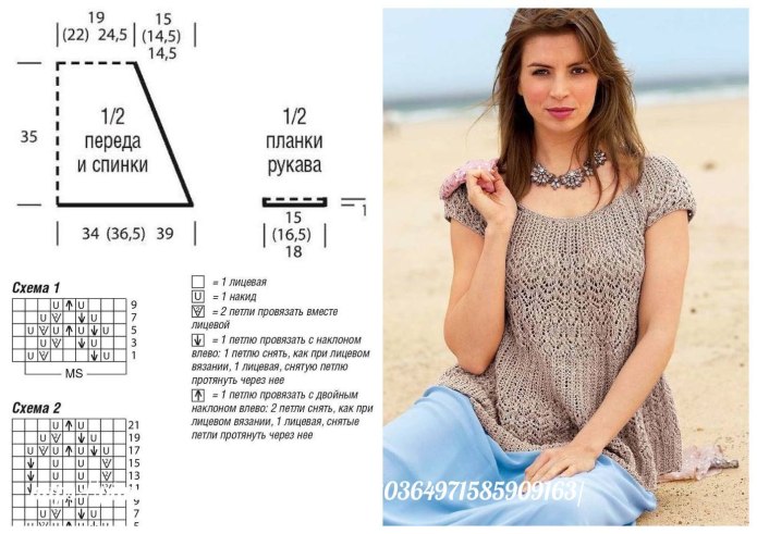 Летние топы на кокетке спицами схемы