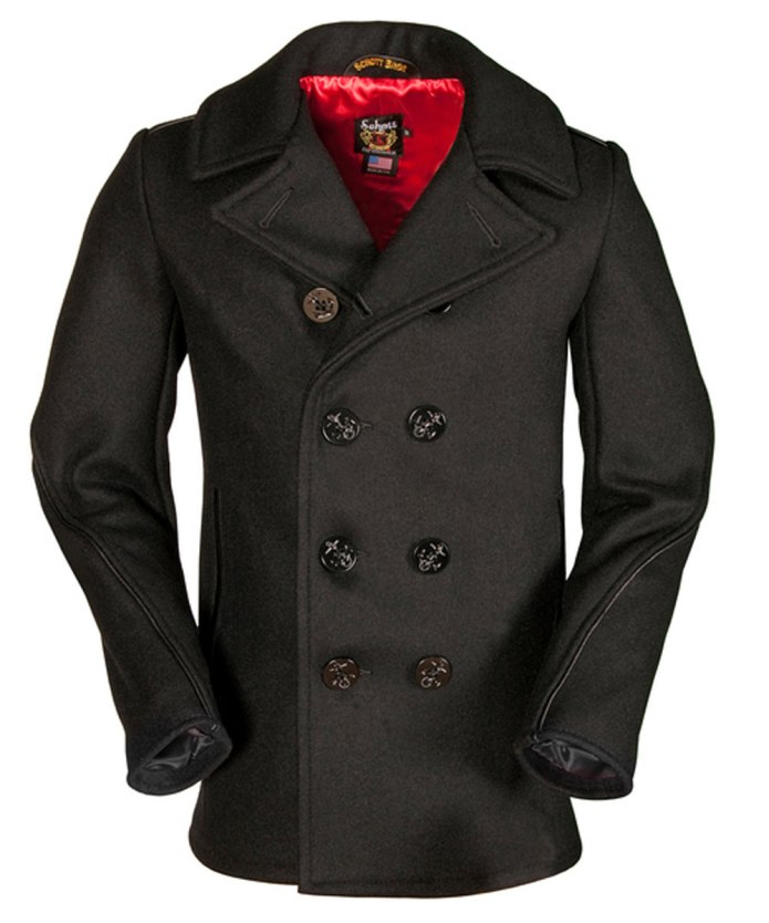 Бушлат шерсть Schott Classic Melton Wool Navy Pea Coat 740 Black