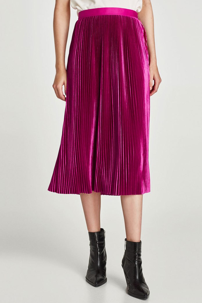 Юбка бархатная плиссе Zara