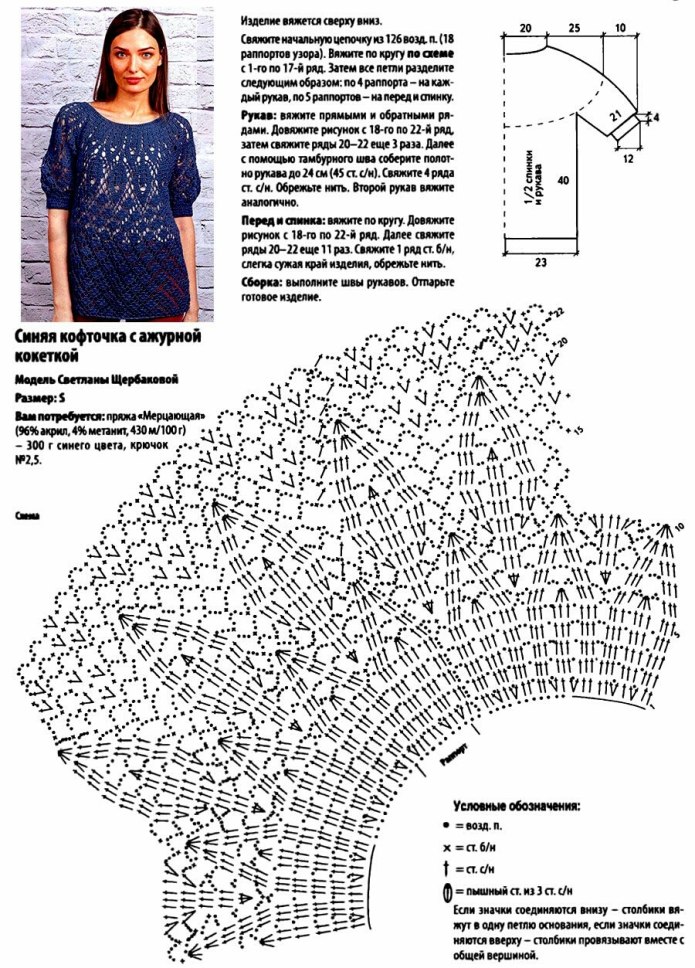 Кофта схема вязания крючком