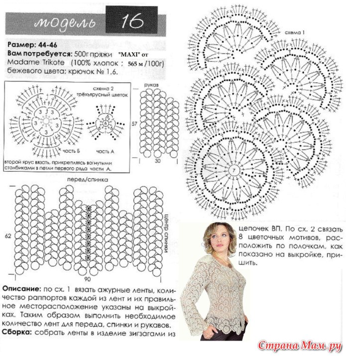 Жакет ленточным кружевом крючком схемы