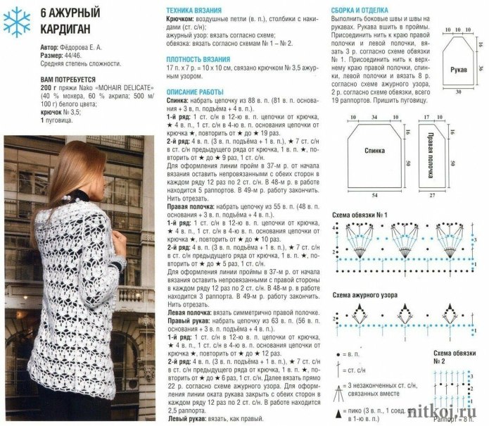 Кардиганы вязаные крючком со схемами и описанием