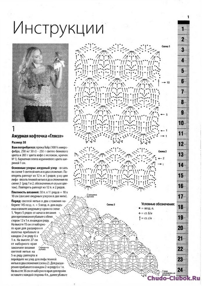 Ажурная кофта вязаный крючком для женщин схемы
