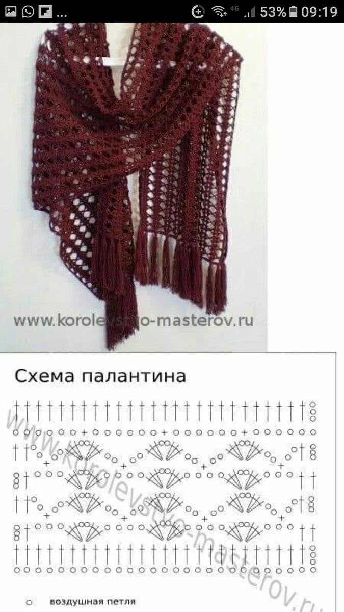 Вяжем ажурные шарфы крючком схемы
