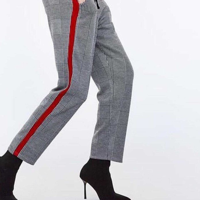 Zara брюки в клетку с лампасами