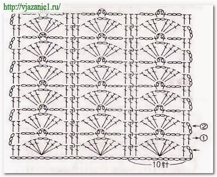 Вертикальные узоры крючком со схемами