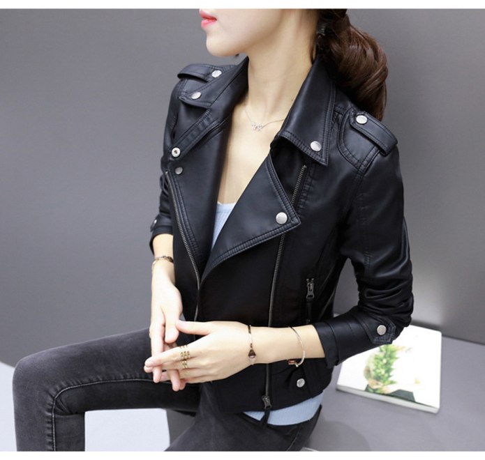 Biker Leather Jacket women Xelement