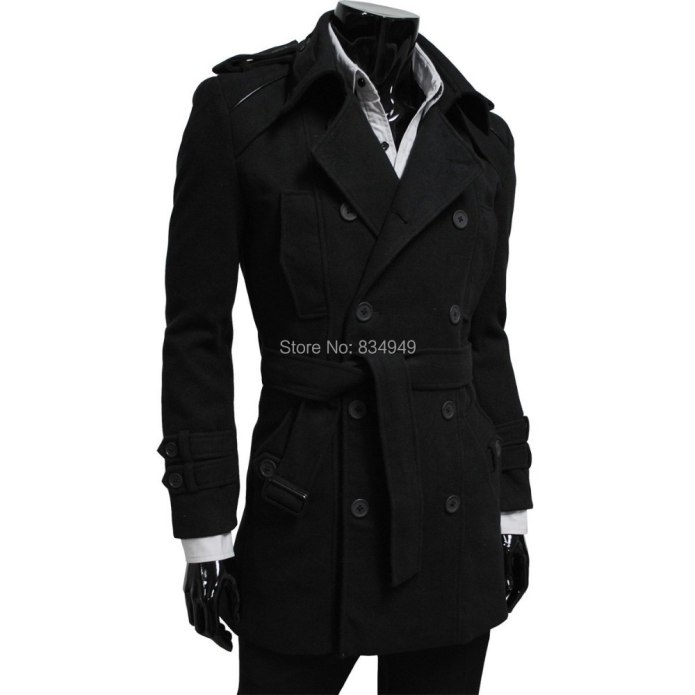 Мужской чёрный плащ Trench Coat